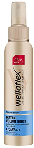 Wella Flex Spray sèche-cheveux Instant Volume Boost Tenue forte – Spray de protection contre la chaleur pour 24h de maintien flexible sans collage – avec protection UV et complexe de teinture