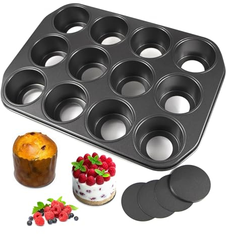 Wrenbury Mini Cheesecake Tins Removable Base - Bake with Confidence - 12 Cup Loose Based Mini Sandwich Tin Muffin Mould - Food Safe and Non Stick 3 Cup