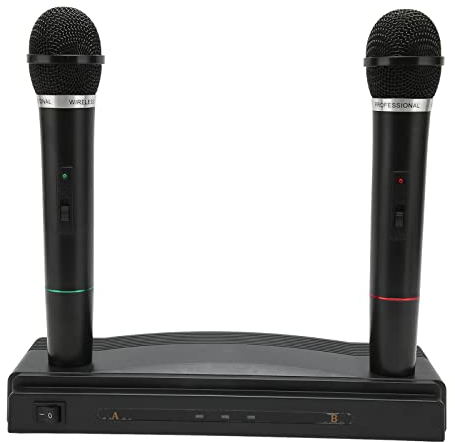 Microphone sans Fil, Micro Polyvalent Dynamique VHF 2,4 G avec Récepteur Rechargeable 1 pour 2 Système de Micro Dynamique sans Fil pour karaoké à Domicile, Réunion, Discours