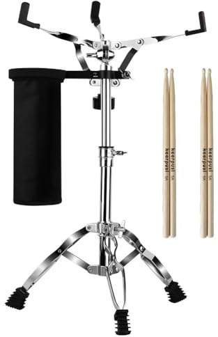 keerpusi Snare Drum Ständer mit Drum Sticks Halter, Double Braced Tripod Snare Stand für 10 bis 14 Zoll Snare Drum Pad, Leicht, Snare Drum Anfänger, Musikinstrumente, Höhe verstellbar 36,8 bis 58,9 cm