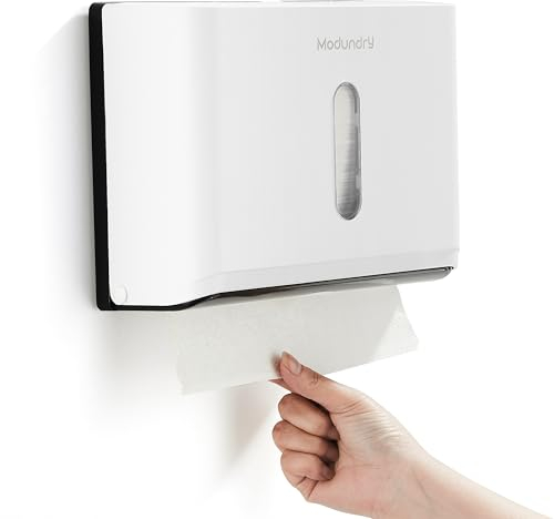 Modundry Paper Towel Dispenser, Wall-Mounted Multifold Hand Paper Towel Dispenser, Commercial Hand Towel Dispenser for Kitchen Bathroom Hotel Resturant, Holds 200 Paper,White