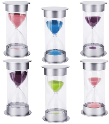 AWSGHLF Sand Timer for Kids, 6pcs Anti-fall Hourglass Timer 1min / 3mins / 5mins / 10mins / 20mins / 30mins Sand Timer for Classroom Game Home Office, Time Management Assistant