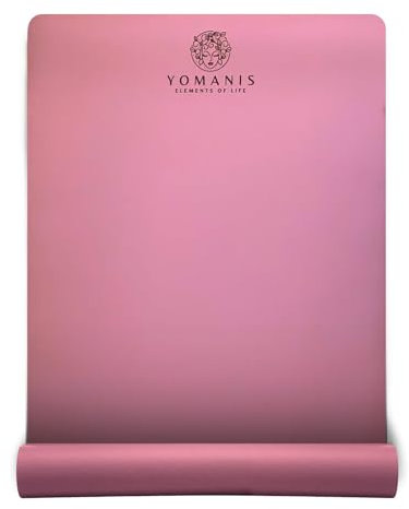 YOMANIS Kautschuk & PU Yogamatte | 185 x 68 cm x 4 mm | Yoga matte, Fitnessmatte, Sportmatte, Gymnastikmatte rutschfest extra breit | 2in1 YogaGurt