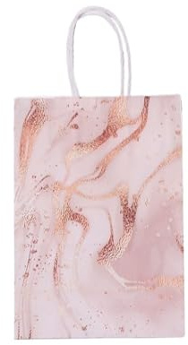 Papiertüten Mit Griffen 5 stücke Marmor Design Kraft Papier Geschenk Tasche mit Griff Geburtstag Party Verpackung Taschen Hochzeit Geschenke Papiertragetaschen(Marble pink)
