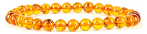 Cherry Tree Collection - Small, Medium, Large Sizes - Gemstone Beaded Bracelets For Women and Men - 6mm Round Beads (Dark Amber - Medium)
