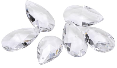 M METERXITY 6-Pack Crystal Pendants, White Crystal Suncatcher Shiny Glass Pendants Beads Crystal Pendants for Jewelry Making/Light Lamp/Wedding Decoration Chandelier Beads [1.5]