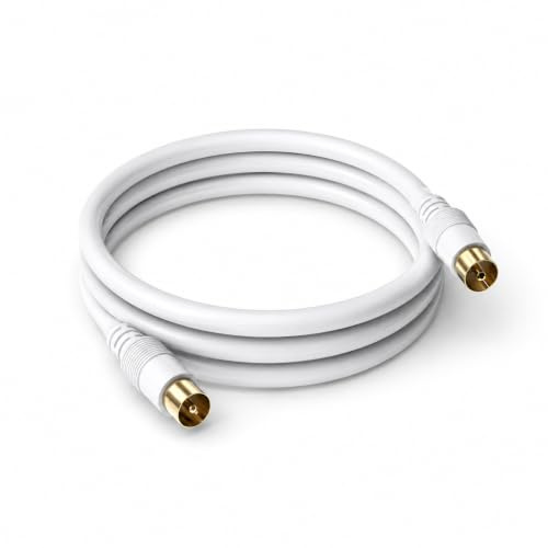 topolenashop Cavo Antenna TV Coassiale 1,5 m Bianco 75 Ohm – Cavo SAT Terrestre e Satellitare con Presa IEC Maschio/Femmina per TV e Decoder