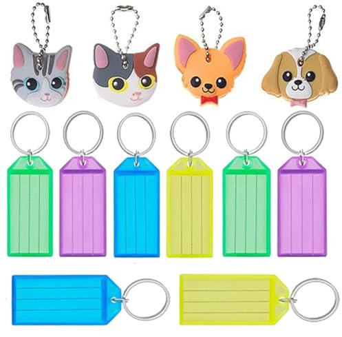 Zwenjuan Schlüsselanhänger Beschriftbar,12 Stück Schlüsselschilder Kunststoff Schlüssel Tags Schlüsselabdeckungen,Schlüsselanhänger Kunststoff Farbig,zum Unterscheiden von Schlüsseln