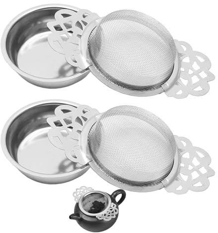 2PCS Stainless Steel Tea Leaf Strainer Infuser - Mesh Filter With Drip Bowls for Loose Tea