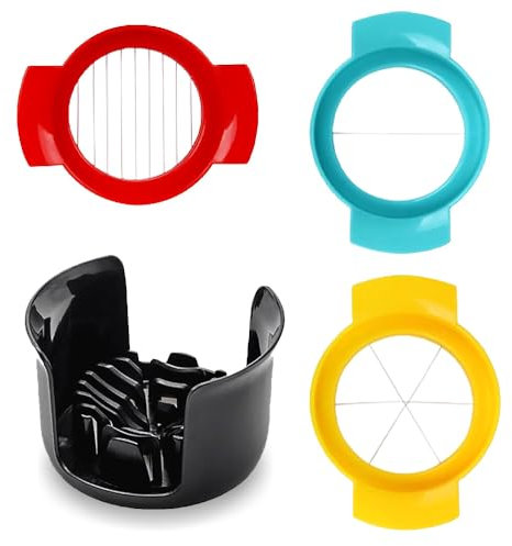 Cortador de Huevos 3 en 1 de Acero Inoxidable, Cortador Huevos Cocidos, Manual Multifunción Rebanador de Huevo, Adecuado para Cortar Huevos Cocidos, Fresas, Kiwis