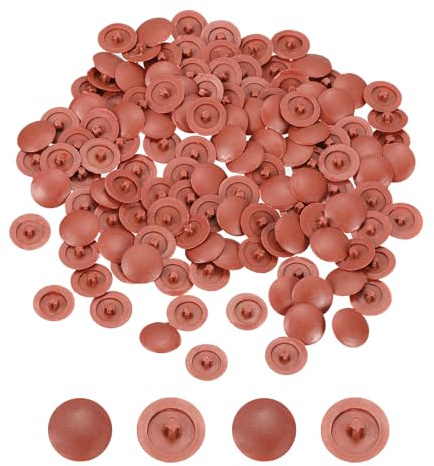 sourcing map 180Pcs Screw Caps Covers 12x3mm Plastic Screw Decoration Cover Self-Tapping Screw Cover Waterproof Caps for Phillips Cam Fitting Screw Head, Brown