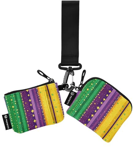 Foiosoh Stjärna och prickig lila och grön kvinnors myntplånbok korthållare mini mode kort organiseringsväska med blixtlåsficka för arbete resor 2-pack, stjärna och prick lila och grön, 1 size, Modern