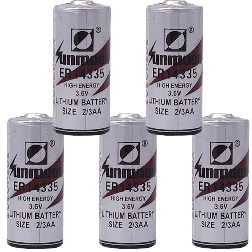 5-Pack ER14335 2/3AA 3.6V 1650mAh Primary Lithium Battery for Smoke Alarm Smart Meters Temperature Monitors Flashlight