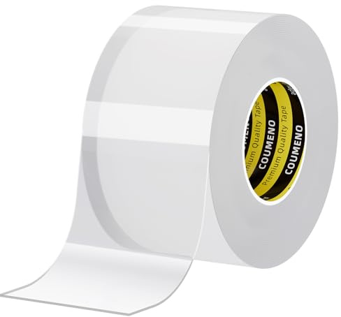 COUMENO Selbstklebendes Wasserdichtes Dichtungsband, 50mm x 10m, 0,5mm dick | Transparentes Sturmschutz-Dichtungsband für Fenster/Türen, Rückstandslos, Wasserdichtes Klebeband für Fugen in Küche & Bad.