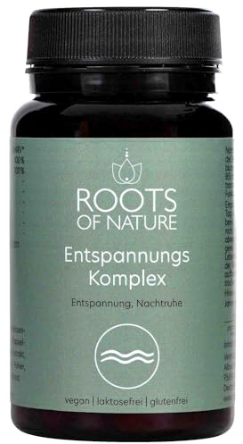 ROOTS OF NATURE Entspannungskomplex – 60 vegane Kapseln – Mit Baldrian, Melisse, Lavendel, Hopfen & Passionsblume