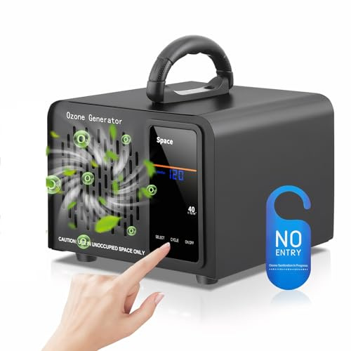 Ozongenerator 60000Mg/H Schwarz,Ozongerät Ozon Luftreiniger Touchscreen-Steuerung,Ozonisator Industrieller mit 120 Min Timer,Ozongenerator Auto,bis zu 400㎡ Geruchsneutralisierer,Rauch/Haustiergerüche