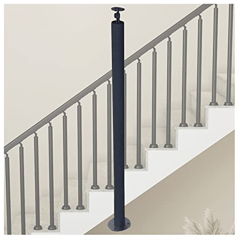 Lot de poteaux d'escalier réglables en métal pour intérieur/extérieur – 1/2/5/10 pièces rondes à monter soi-même pour marches en bois/béton, support polyvalent pour balustrade de balcon