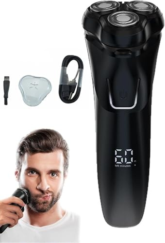 Puruxe - Afeitadora eléctrica Puruxe para hombre, 4D impermeable IPX7 con pantalla LED, recortadora de precisión integrada, afeitado húmedo y seco, apta para viajes (negro)