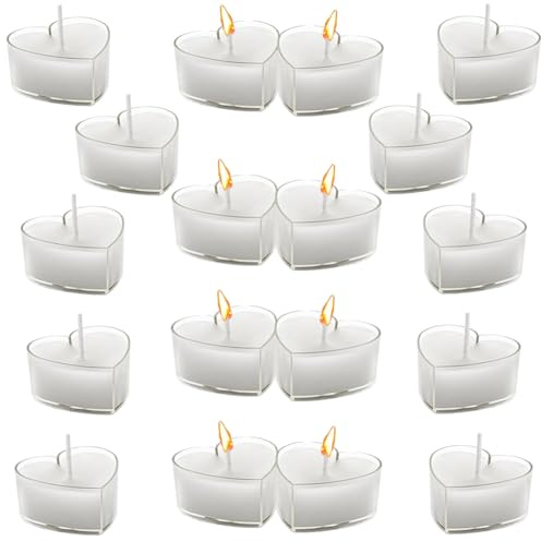 QYEHF Herz Kerzen, Romantische Herzkerzen, Herz Teelichter, Duftkerze Herz Kerzen,für Valentinstag Dekoration Geschenk Hochzeit Deko Tischdeko, Party, Jubiläum, Hochzeit-4CM (Weiß 18PCS)