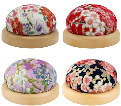 DqiUnaX Nadelkissen, 4 Stück Set mit Magnetischen Stecknadeln, für Handnähen, Quilten und Stickerei, Praktisches Nadelkissen für Kinder und Erwachsene, 7.2 x 7.2 x 4 cm