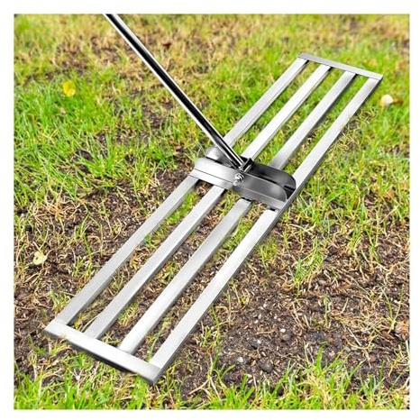 NJIEzhao Rastrillo nivelador de césped 91 x 25 cm, Resistente, con Mango Acero extendido 198, for jardín, Golf, y Granja Rastrillo nivelador de césped