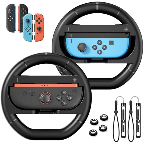 BINBOK VR Steering Wheel For Nintendo Switch 2/Switch1/Oled Joycon Controller, Racing Wheel For Mario Kart World/8 Deluxe Games With Ergonomic Grip, Switch 2 Accessories 2025