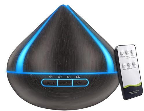 VitezTab Electric aroma Diffuser 500ML : Auto-Off Cool Mist Humidifier with Remote Control & 4 Timers & 7-LED for Bedroom, Black