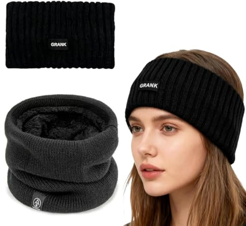 Quesuc 2 Piezas Braga Cuello Niño Y Diadema, Invierno Lana Windstopper Snood Bufanda Calentador Tubular Cuello Térmica Resistente Bufanda Tubular De Punto Para Ciclismo Deportes De Running Esquí