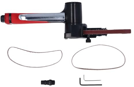 Druckluft Bandschleifer mit 1/4 Zoll Luftanschluss, Pneumatisch, Roter Griff, 20000 U/min - Ergonomisches Design, Robust und Vielseitig für Polieren und Entgraten