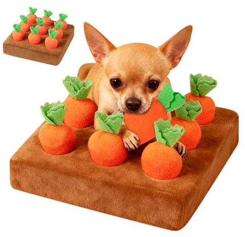 2026 Neu Schnüffelspiele Hund, Interaktives Spielzeug Plüsch Karotte Schnüffelteppich Hundespielzeug, Haustiere Karotten Puzzle Spielzeug Mit 9 Stück Karotte, Mentale Stimulation Ihres Hundes