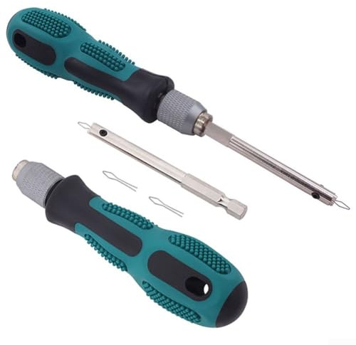 LatoYard Strumento di inserimento per capezzoli per raggi di bicicletta, con manico in acciaio inox e anelli di fissaggio, lunghezza interruttore 8 cm