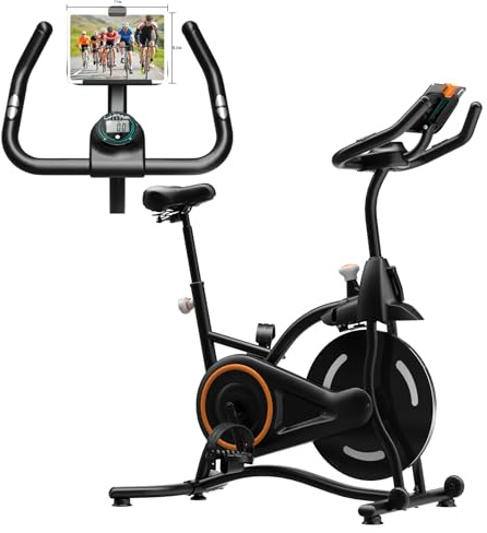 HOELLL Exercise Bike with Exclusive Heart Rate Sensor and APP Sync, Stationary Bikes for Home with Continuously Variable Resistance, Compact Indoor Cycling Bike with Tablet Mount