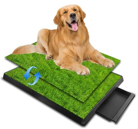 Hundetoilette Wohnung,Hundeklo,Hundeklo Für Zuhause,Töpfchentrainingsmatte Mit Urintrennwand,Mit Ausziehbarem Tablett,mit Zwei Strohmatten,Leicht zu Reinigen,Ideale Indoor-Outdoor(64 x 51 cm)