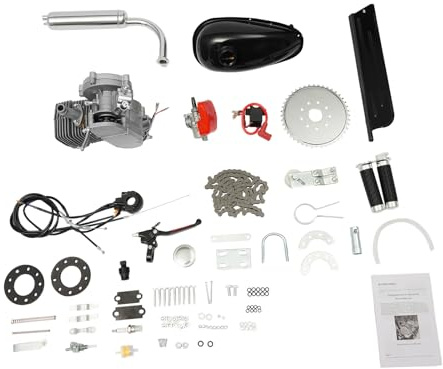 100 cc cykelmotor, 2-takts bensinmotor, CDI-tändning, cykelmotorsats, 2 l bränsletank, 36 tänder, en cylinder, motor upp till 45 km/h, lämplig för cyklar, dirtbike, pocketbike