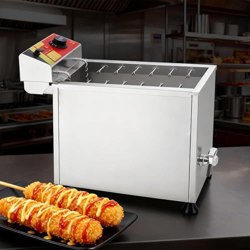 Korean Corn Dog Maker Machine Or Commercial Deep Fryer, 25l Stainless Steel Electric Fryer For Cheese Hot Dog Sticks, 110v/220v, For Bars, Cafes, Home Kitchen