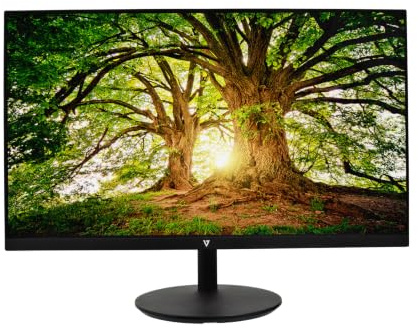 V7 Monitor PC 23,8 Pulgadas LED Full HD, Panel IPS, 100 Hz, 5 ms, Soporte ergonómico Ajustable en Altura, HDMI, DisplayPort, VGA, Altavoces, certificación TCO, VESA 100 x 100, Color Negro