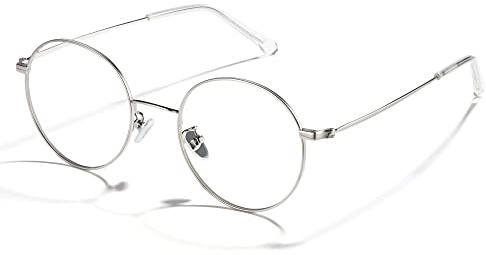 Cyxus Occhiali Luce Blu Donna Uomo Montature Leggero Metallo Moda Computer Occhiali Anti Mal di Testa Affaticamento Degli Occhi（Argento）