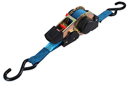 Ferrestock FSKCOS002 Spanngurt mit Ratsche, verstärkte Stahlhaken und automatisches Pick-up-System, blau