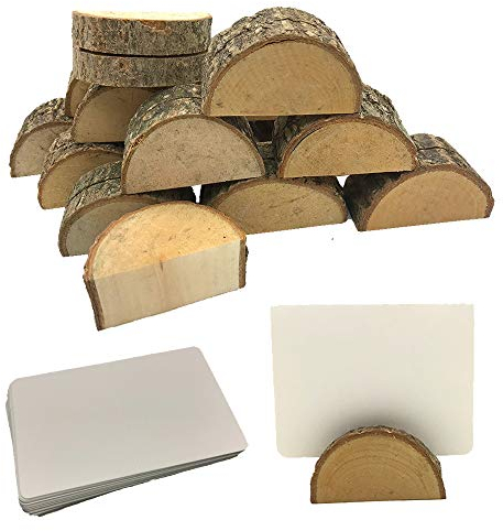 Aisamco 20 pz Segnaposto Legno Forma Tronco Supporto Numero Posto Titolare Portafoto,30 pz Posiziona di Tabella delle Carte Nome Tent Carte per Decorazione Tavolo Bomboniera Matrimonio