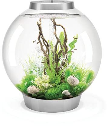 biOrb CLASSIC 105 MCR Silber: Acryl-Aquarium, Fisch, Rund, Durchsichtig, 105 Liter, 61 cm Durchmesser, 63 cm Höhe