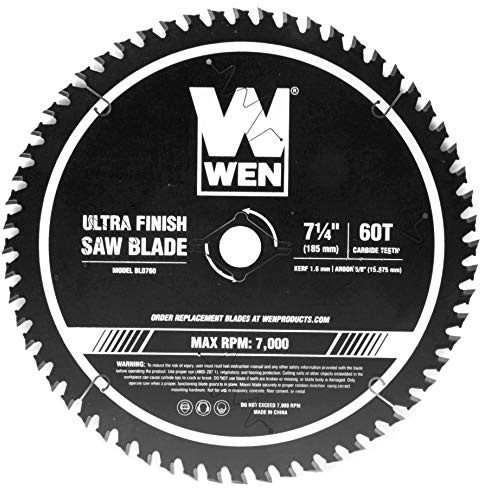 WEN BL0760 7.25-Inch 60-Tooth Carbide-Tipped Professional Ultra Fine-Finish Circular Saw Blade with Cool-Cut Coating