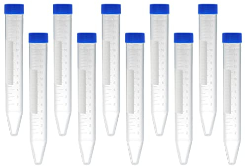 Scicalife 50 Pièces Centrifugeuse Tube à Essai 15Ml Tube À Centrifuger Conique Tubes Falcon avec Flat Top Bouchon À Vis Scientifique De Laboratoire de Laboratoire Accessoires