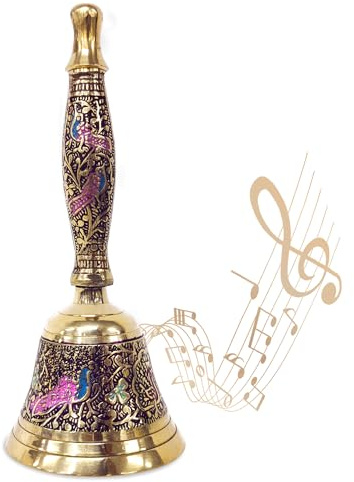 Shubhkart Hand Painted Bell for Wedding Events Decoration, Food Line, Alarm, Jingles, Ringing, Service Bell (Purple)