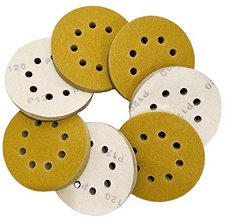 Lot de 50 feuilles de papier de verre rondes à huit trous Grain 60–1000 disques abrasifs à crochet et boucle 125 mm Grain 1000 (grain)