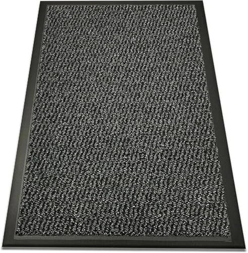 SAFRI Large/Small Grey Barrier Mat Heavy Duty Indoor Outdoor Dirt Trapper Door Mat Non-Slip Entrance Rug Shoes Scraper Absorbent Carpet (80cm_x_200cm)