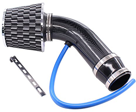 Kit HouYeen universel pour filtre d'admission d'air froid en aluminium pour voiture de course - Tuyau de 6,3-7,6 cm en carbone noir
