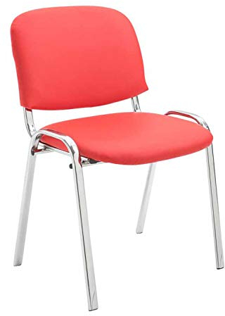 TPFLiving Besucherstuhl Keen Konferenzstuhl mit Hochwertiger Polsterung und Kunstlederbezug I Stapelstuhl mit Gestell in Chromoptik und Gepolsterter Rückenlehne/Sitzfläche, Farbe: Rot
