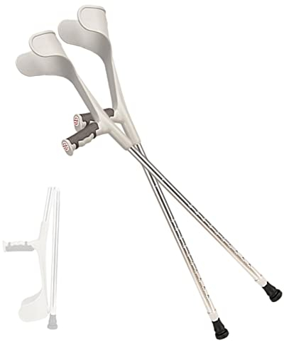Faltbare Krücken (2 Einheiten), Unterarmstützen-Gehstützen aus Aluminium, Leichte Gehhilfe Krücken, Höhenverstellbar (93-116 cm), bis 150 kg belastbar (Color : Silver)