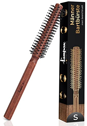 lampox Männer Bart-Rundbürste, Bartstyling, Bartbürste, Föhnbürste, Haarbürste für kurze Haare (S)