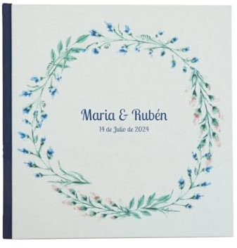 Album de fotos y firmas personalizado | Portada + 1ª página | Boda Libro de Comunión Visitas | 80 páginas 40 hojas Tapa dura | Hojas de papel o cartulina para pegar y escribir | Artesanal